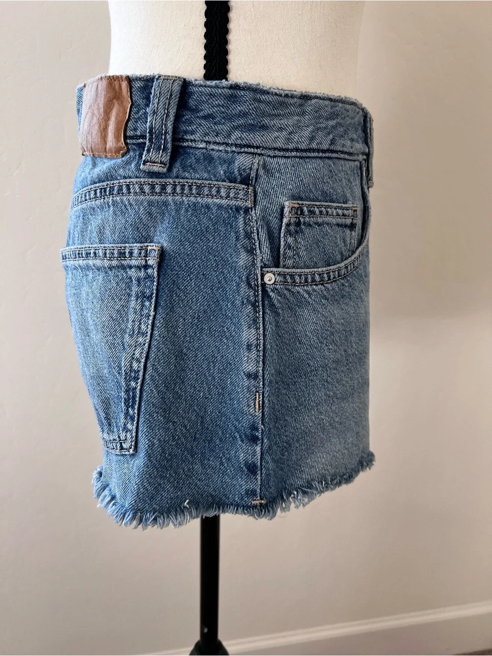 Cotton On Light Blue Frayed Hem Denim Cheeky Shorts Size 28